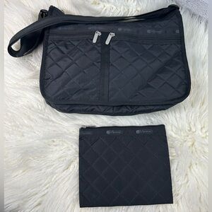Lesportsac Black Quilted Crossbody Bag with Pouch✨NWOT✨